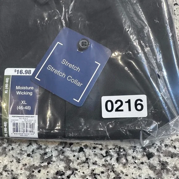 NWT George Mens Modern Fit XL Black Performance Dress Shirt Stretch Collar - Picture 6 of 6